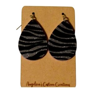 Purple Zebra Acrylic Drop Earrings